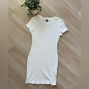 NWOT SHEIN t-shirt dress ribbed white casual short sleeve bodycon